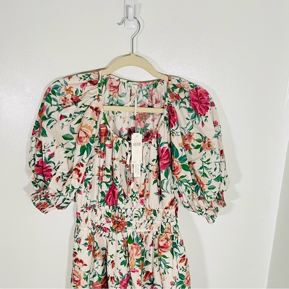 NEW Anthropologie Somerset Maxi Dress Puff-Sleeve Edition Neutral Motif Floral - Picture 6 of 9